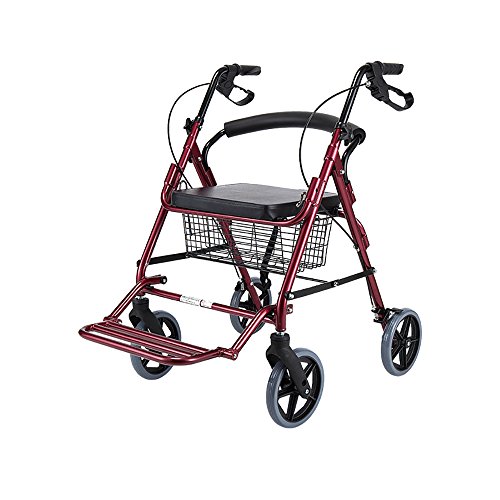 B-fengliu Anciano Walker Plegable Rollator portátil Andador Auxiliar Cuatro Ruedas Carro de la Compra Carro de la Compra