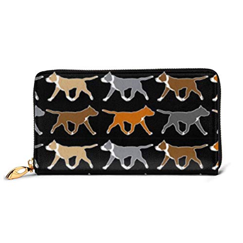 BGHYT Billetera Trotting American Staffordshire Terriers Wallets For Men Women Long Leather Checkbook Card Holder Purse Zipper Buckle Elegant Clutch Ladies Coin Purse