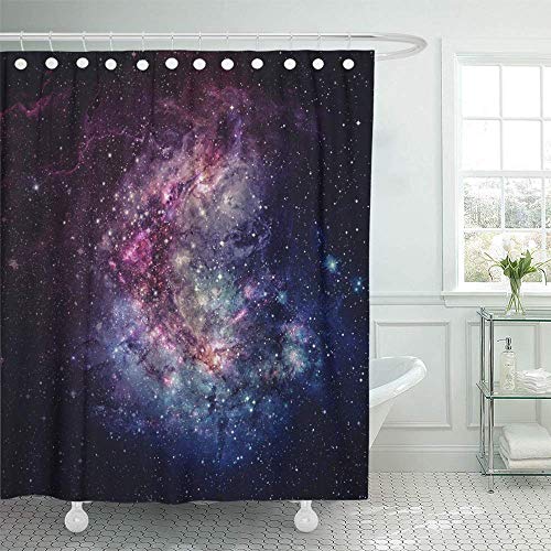 Cortinas De Ducha Galaxia Espiral Abstracta Azul Y Nebulosa Espacial De Este Amueblado por La NASA Astrology Impermeable con Ganchos Baño del Hotel Cortina De Ducha Unisex Moderno