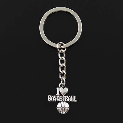 CSCZL Moda 30mm Llavero Llavero de Metal Llavero Joyería Plata Antigua Chapado en Bronce Amo el Baloncesto 21x20mm Colgante