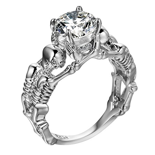 dormery exquisito fantasma mal calavera esqueleto mano CZ anillo europeo y americano Punk estilo Motor Biker Hombres Anillo Nuevo de calavera de hombres de la joyería