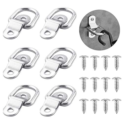 EMAGEREN 6pcs Anillos de Amarre, Anillo en D de Metal, Anillos de Anclaje de Acero Inoxidable, Resistente 1200 Libras, Ideal para Remolque, Anclaje Forjado, Asegurar la Carga, Barco Cuerdas