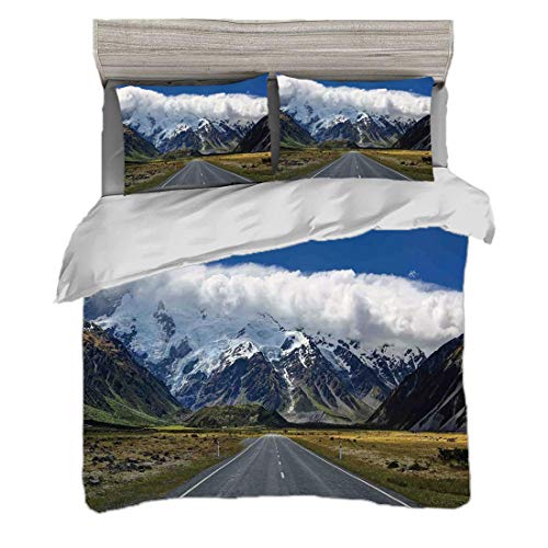 Funda nórdica Super King Size (220 x 240cm) con 2 fundas de almohada Decoración del apartamento Juegos de cama de microfibra Carretera Carretera hasta las montañas South Western Natural Wonder Foto de