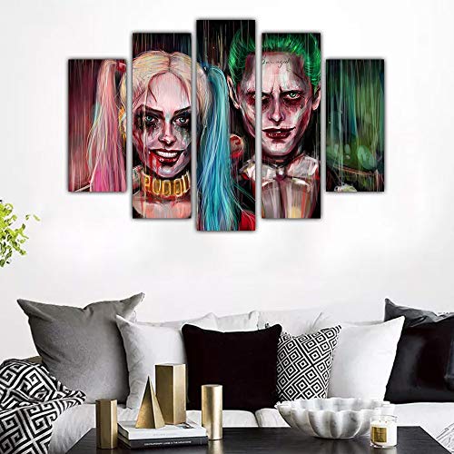 Geiqianjiumai 5 Piezas Anime Belleza Payaso Cartel Lienzo impresión Arte Pared Arte Imagen para Sala Dormitorio decoración HD impresión Mural Pintura sin Marco 40x60cm * 2 40x80cm * 2 40x100cm * 1