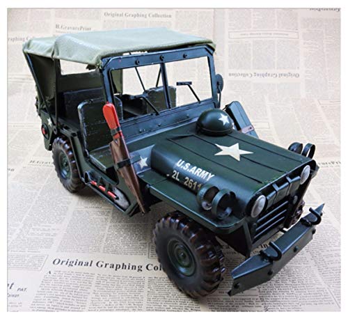 GWModel Vintage Coche Militar Modelo De Mano De Hierro Forjado Modelo Antiguo Vehículo Colección Home Decoración Retro De Escritorio Personalidad Creativa Ornamentos Adulto Regalos