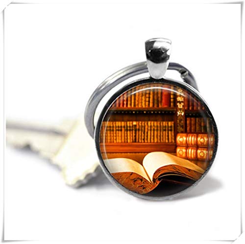 Heng Yuan Cheng Book Keychain, Llavero de Biblioteca, Pila de Libros, Regalo Bibliotecario, Llavero Genial, Regalo para Profesor inglés, Regalo para lectores