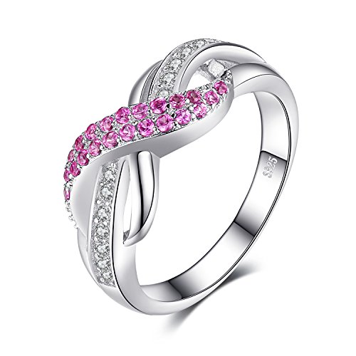 JewelryPalace Mujer Forever Love Infinity Creada Rosa Aniversario Sapphire Promise Anillo Plata de ley 925 Tamaño 17