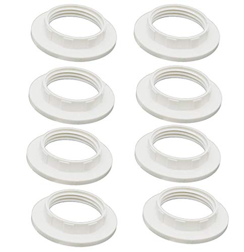 KingYH 8 Piezas E27 de Convertidor de Anillo de Pantalla de Lámpara de Plástico E27 Reductor de Anillo para Lampara de Pared Lampara de Mesa Ajuste de Pantallas de Lámparas Blanco