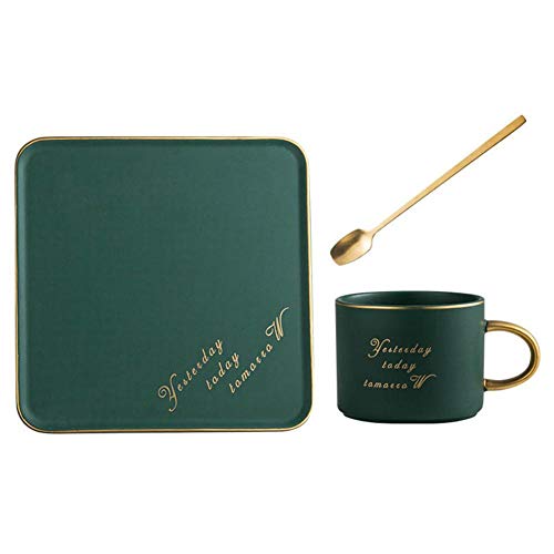 Pegtopone Juego de tazas de café de cerámica, multiusos, resistente al calor, vajilla de postre nórdico para viajes, hogar, oficina, hotel aquí