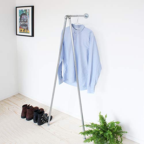 RAW58 - Perchero de Pared Estrecho con Estilo Industrial Moderno y Minimalista, Almacenamiento de Ropa pequeña para pasillos, entradas, dormitorios, Apartamentos, Tiendas, Plateado, D43xH63