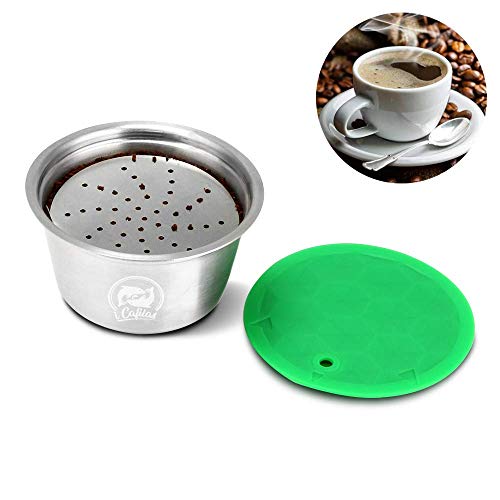 Reutilizable Recargable café Cápsula, FOXNSK Inoxidable Acero Metal Recargable café, Adecuado Cápsula para Dolce Gusto Máquina con 1 Cuchara y 1 Cepillo