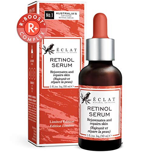 Sérum Retinol 2.5% Concentrado Eclat – Sérum Retinol puro 2.5% Alta Potencia Rejuvenecedor Fórmula Ácido Hialurónico Hamamelis Aloe Vera Orgánico y Aceite Jojoba para Piel Sensible Sérum Anti-edad