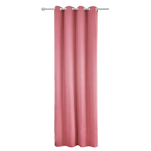 WOLTU Cortina Opaca, con Ojales Cortina Térmica Ligeramente Pesada 135x245cm Rosa（1 Pieza）