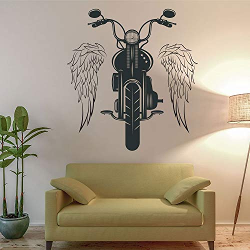 yaofale Motocicleta Vinilo Pegatina de Pared Alas Paseo Motocicleta Estilo de la Puerta Puerta Calcomanías de Ventana Dormitorio Adolescente Hombres Cueva Garaje Decoración para el hogar