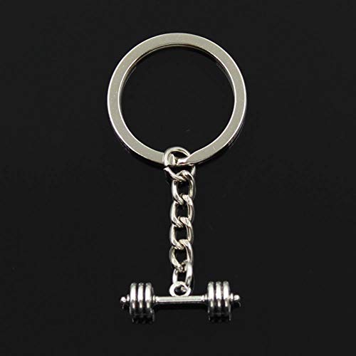 YCEOT Llavero Moda 30 Mm Llavero Llavero De Metal Llavero Joyería Antiguo Plateado Plata Equipo De Gimnasio Barbell 25X7X7Mm Colgante