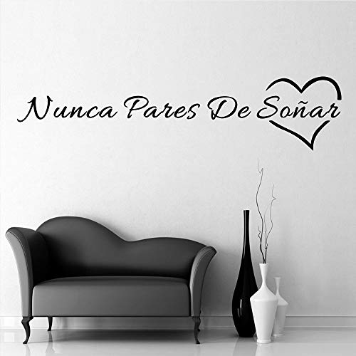 BFMBCH Español nunca se detiene Sueño Frase Etiqueta de la pared Art Deco de la oficina Oficina Escuela Apartamento Sala de estar Pared Inspirado Etiqueta de la pared Negro M 28cm X 51cm