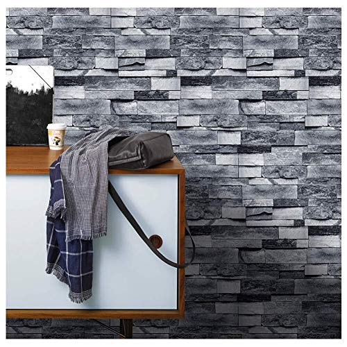 Pegatinas de pared murales de papel pintado decora Engrosamiento de ladrillo de piedra Efecto del papel pintado auto-adhesivo 3D Fondos simple Industrial Estilo Contacto Papel decorativo etiqueta de l