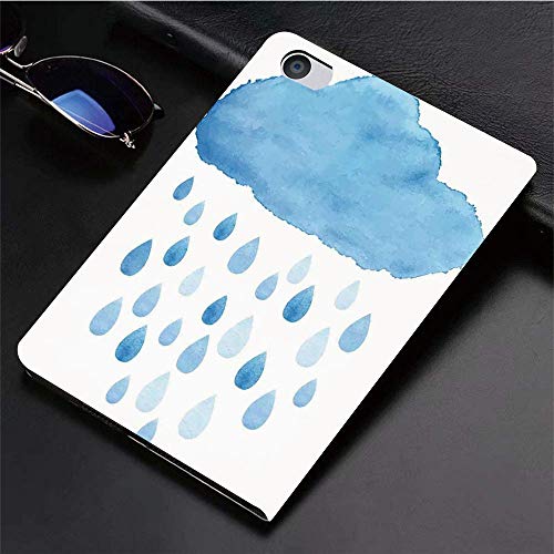 Yilan Carcasa con Magnetic Auto-Sueño,Decoración del apartamento, ilustración de Gotas de Lluvia y Nube en Efecto d,Ligéra Protectora Suave Silicona TPU Smart Cover Case para iPad Air 1Air 2,