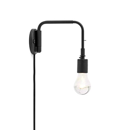 YUNLVC Lámpara de Pared de Metal con Brazo Largo Retro, lámpara de Pared Ajustable con Interruptor y lámpara de mesita de Noche para restaurantes de Oficina de Estudio- Negro