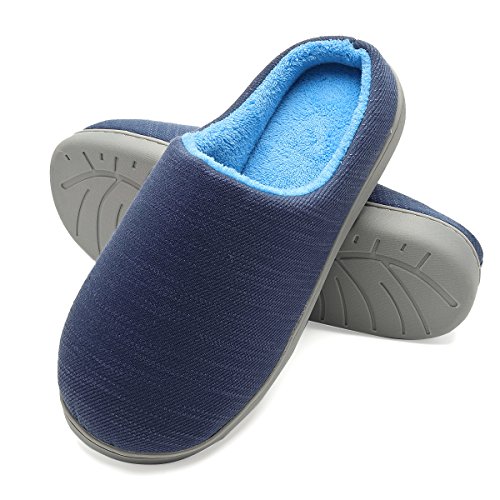 Zapatillas de casa de Hombre, Ultraligero cómodo y Antideslizante, Zapatilla de Estar por casa para Hombre, Azul Marino, Interior: Celeste, EU 40-41 (Longitud 25-26CM)