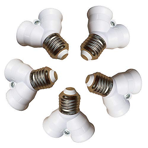 Eleidgs 5 PCS Bulb Base E26 Y Forma 1 Macho a 2 Hembra Base Socket convertidor - E27 a 2 E27 Forma de Y Adaptador Ampliadora de Bombilla Enchufe Portalámpara