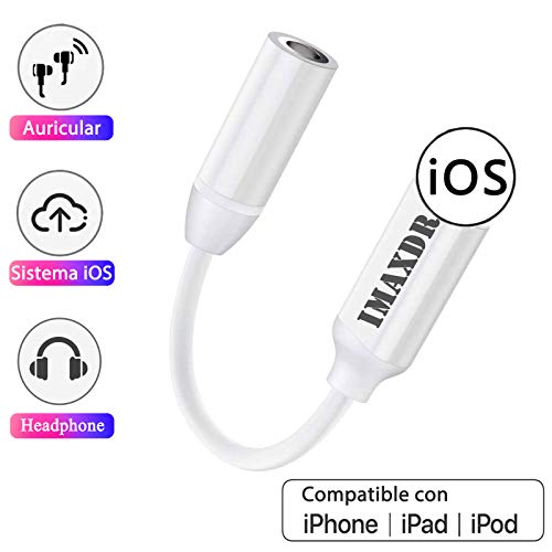 IMAXDR Adaptador Adaptador De Auriculares Adaptador Jack Adaptador Compatible con iPhone Rayo A Auriculares Adaptador De Auriculares Apoya La Música Convertidor Compatible con iPhone 7/8/11/X