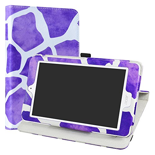 LiuShan Acer Iconia One 8 B1-850 Rotary Funda, Giratoria 360 Grados de Rotación Carcasa con Stand Soporte Caso para 8" Acer Iconia One 8 B1-850 / B1-870 Android Tablet,Giraffe Purple