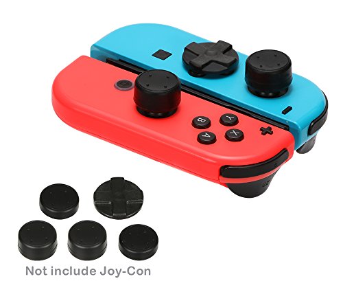 LREGO Aditamentos de agarre de pulgar de silicona Puños de pulgar (5 en 1) para Nintendo Joy-Con - Negro