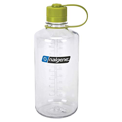 Nalgene Narrow Mouth Water Bottle, 1-Quart, Clear/Green - 32 oz by Nalgene