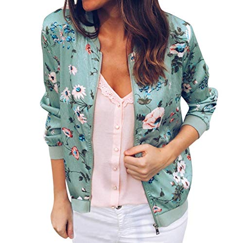 Overdose Las Nuevas SeñOras De Las Mujeres Retro Floral O-Cuello Zipper Up Bomber Mejor Venden Chaqueta Casual Outwear