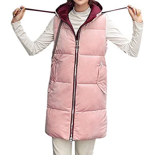 Sylar Chaquetas De Invierno Acolchado, Abrigos De Mujer Invierno Plumas Chaqueta Sin Mangas para Mujeres Espesar Largo Abrigos con Capucha De Chalecos Mujer Chaleco Portátil De Plumón Cremallera