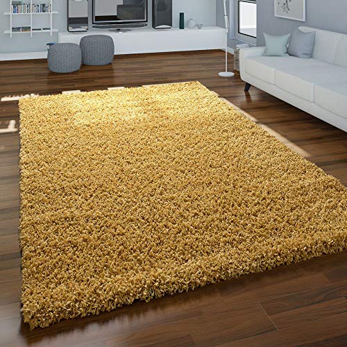 Alfombra De Pelo Largo, Shaggy para Salón, Suave Mullida Duradera Resistente, tamaño:160x220 cm, Color:Amarillo