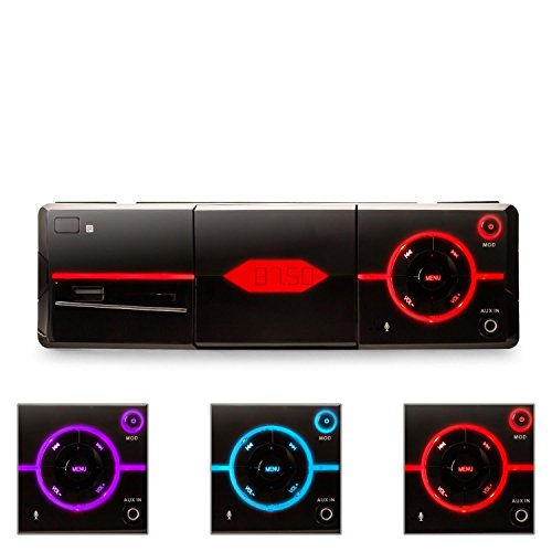 Auna MD-640 Radio para Coche Bluetooth USB SD MP3 AUX Negra (Control a través de iOS/Android App, iluminación Colores, 4x25W de Potencia, autoradio, Manos Libres, Radio FM, Ecualizador de 2 Bandas)