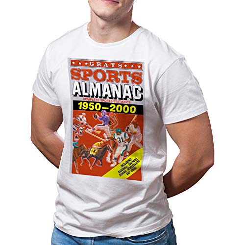 Camiseta Hombre Cine Regreso al Futuro, almanaque de apuestas (Blanco, L)