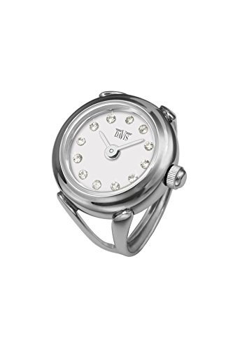 Davis 4172 - Reloj Anillo Mujer Ajustable Acero Esfera Blanco Cristal Swarovski Cristal de Zafiro