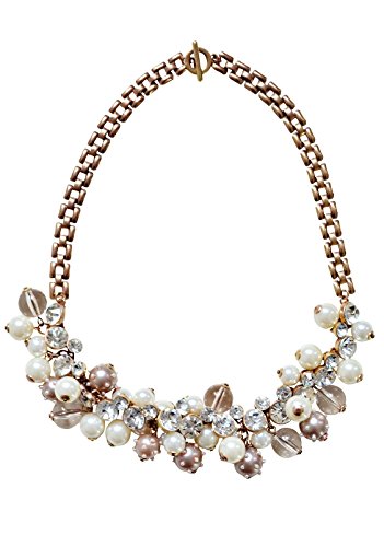Happiness Boutique Damas Collar Llamativo con Perlas | Moderno Collar de Cadena XXL en Oro Vintage Libre de Níquel y Plomo