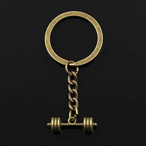 HUIQING Moda 30Mm Llavero Llavero de Metal Llavero Joyería Antiguo Plateado Bronce Equipo de Fitness Barbell 25X7X7Mm Colgante