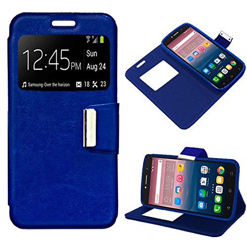 iGlobalmarket Funda Flip Cover Tipo Libro con Tapa para Alcatel Pixi 4 (6) 3G / Alcatel A2 XL Liso Azul