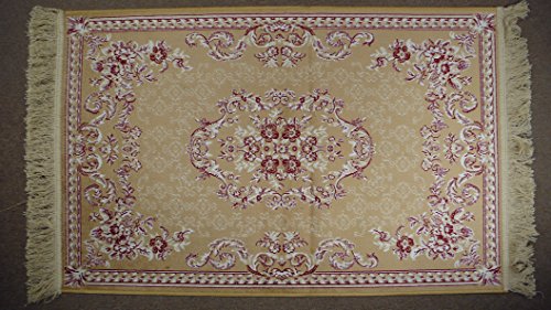 Imperial Alfombra Fina Lavable Viscosa 100% con Flecos Belga (MEDALLON Beige, 100 X 140 CM)