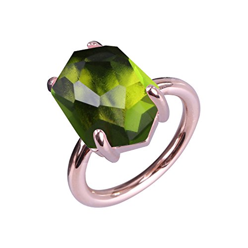 KELITCH Mujeres 18k Chapado en Oro Rosa Venom Verde Cristal Piedra Preciosa Anillo - Tama?o (USA) 6 / (ES) 11, 12, 13