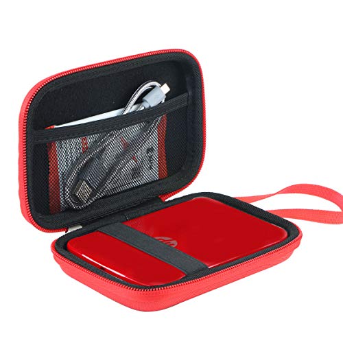 Khanka EVA Duro Caso Recorrido Bolso Funda Estuche Case para HP Sprocket Plus/HP Sprocket selectImpresora Fotográfica Portátil (Rojo/Blanco)