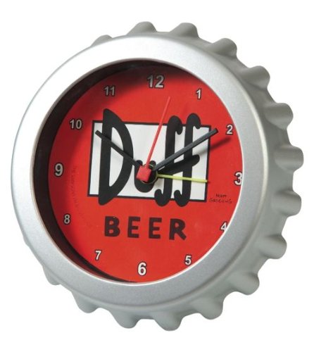 Los Simpson - Reloj despertador (diámetro: 8 cm), diseño chapa de cerveza Duff