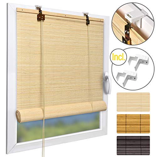 Sol Royal SolDecor B86 Persianas de bambú Rollo bambú Ventanas klemmfix Robusto Madera Calidad 90x220 cm Natural