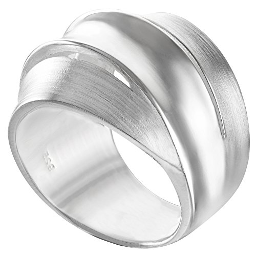 Vinani Anillo - ancho - 3 Banda - mate brillante - Plata de Ley 925 - Talla 58 (18.5) - RDB58