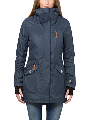 Berydale Parka para mujer con capucha y lazos para los pulgares, Azul, 34