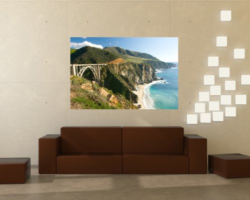 Bilderdepot24 Fotomural Linea de Costa de Big Sur en California 135x90 cm - Papel Tejido-no Tejido. Fotomurales - Papel Pintado - la fabricación Made in Germany!