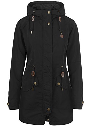 Desires Sakura Parka De Entretiempo Abrigo Chaqueta para Mujer con Capucha, tamaño:XS, Color:Black (9000)