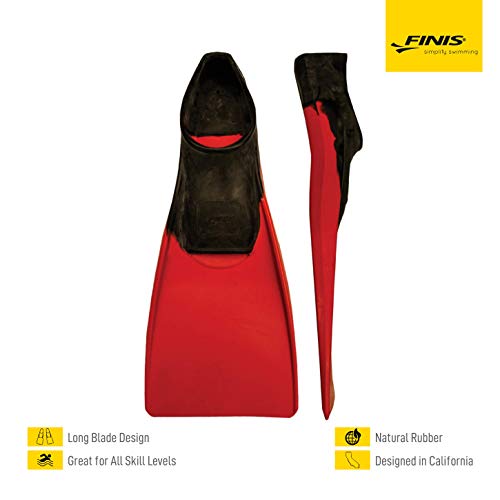 Finis Long Floating Fin 9-11 Black/Red (Euro 42-44), Unisex-Adult, Negro/Rojo, XL-EU42-44