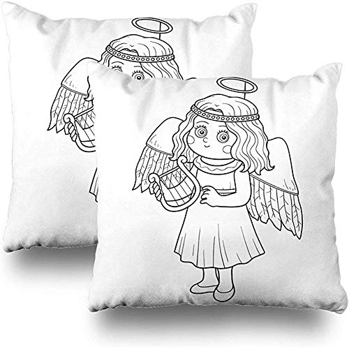 Fundas De Almohada De Tiro Libro para Colorear Niños Personajes De Halloween Ángel Libro para Colorear Otoño Plaza Dormitorio Sala De Estar Funda De Almohada Decorativa Almohada C