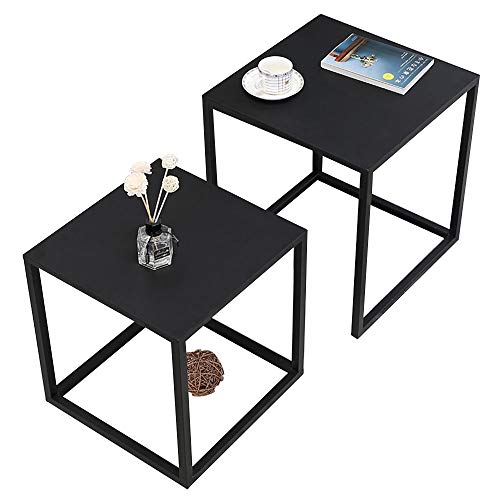 HANSHAN Mesa Auxiliar Mesa De Café, Una Mesa Pequeña Plaza Apartamento Pequeño De La Sala Mesa Lateral De Anidamiento Mesa De Hierro Forjado Sofá De La Esquina Tabla Negro/Oro 2 Tamaño Mesas de café